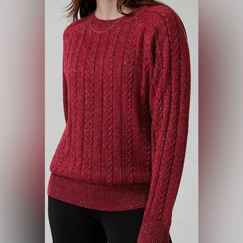 Athleta Crossroads Crew Sweater Red Metallic Size S - Picture 1 of 9